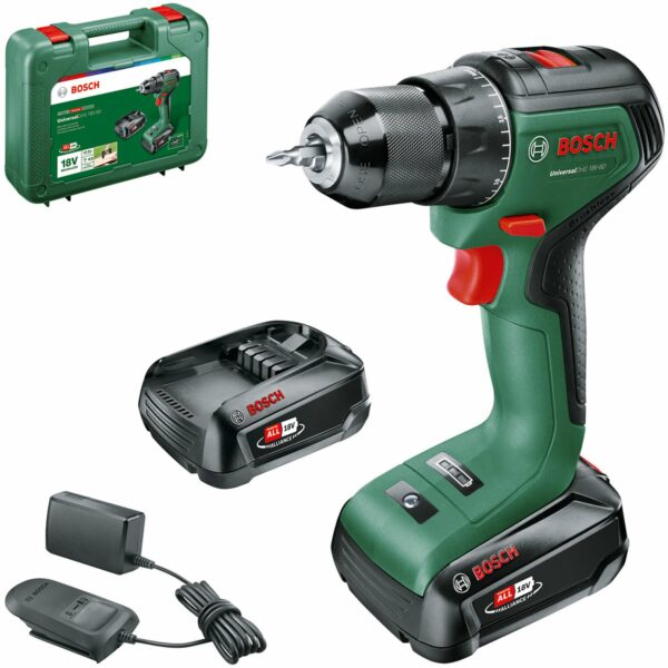 Bosch 18 V Akku-Bohrschrauber UniversalDrill 18V-60 inkl. 2 Ah Akkus