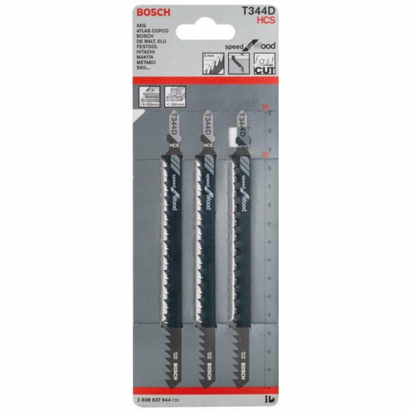 Bosch Stichsägeblatt T 344 D Speed for Wood 3er-Pack