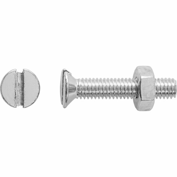 LUX Senkkopf Gewindeschraube M5 x 16 mm Verzinkt Schlitz 8 Stück mit Muttern