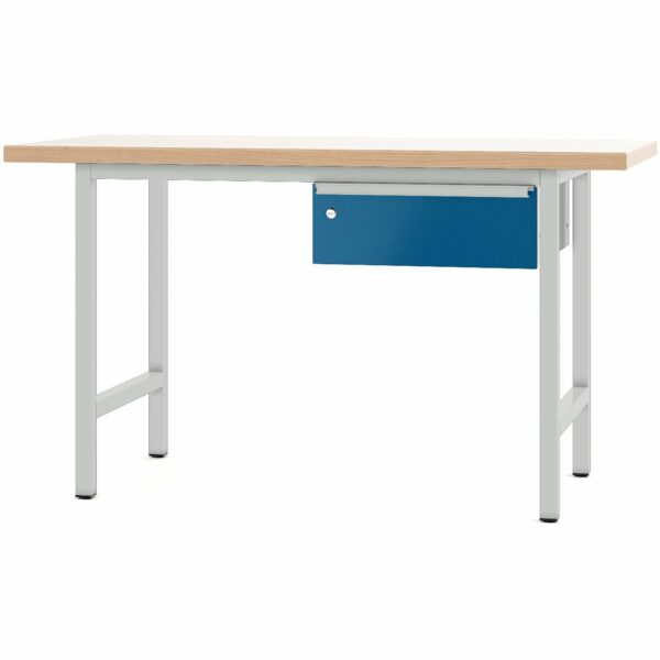 Pador Arbeitstisch 150 cm mit 1 Schublade Lichtgrau-Enzianblau