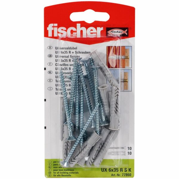 Fischer Universaldübel UX 6 x 35 RSK (mit Rand) mit Schraube (10 ST)