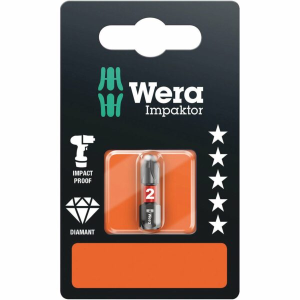 Wera Diamant Kreuzschlitz-Bit PH2 x 25 mm Impaktor 851/1