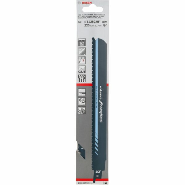 Bosch Säbelsägeblatt S 1136 CHF Endurance for Heavy Metal 5er-Pack