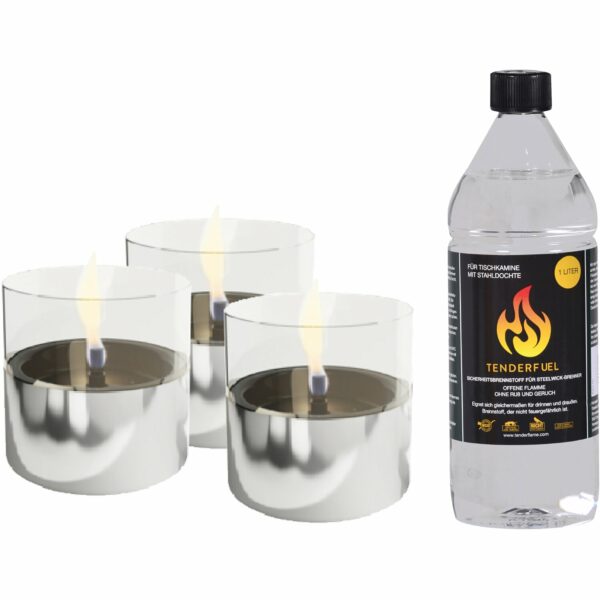 Tenderflame Tischfeuer Set Lilly in Aluminium