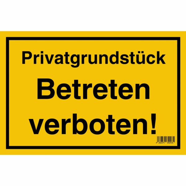 Signum Safety Signs Hinweisschild Privatgrundstück 20 cm x 30 cm Gelb