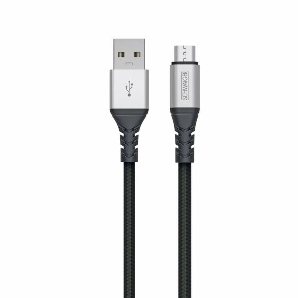 Schwaiger® Type A - Micro USB Sync und Ladekabel Unzerstörbar Schwarz 1