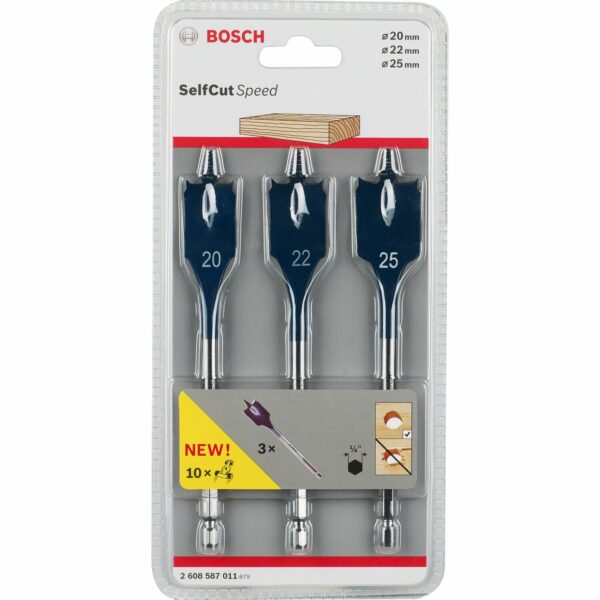 Bosch Flachfräsbohrer-Set SelfCut Speed 20/22/25 mm 3-teilig