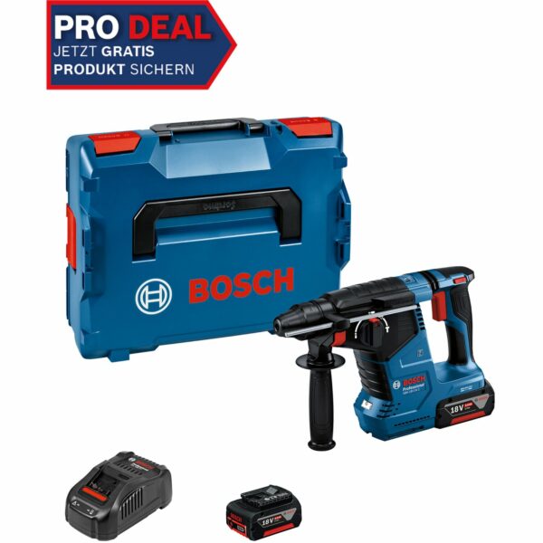 Bosch Professional 18 V Akku-Bohrhammer GBH 18V-24 C inkl. 5 Ah Akkus mit L-Boxx