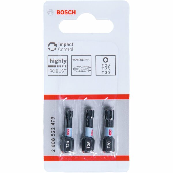 Bosch T20/T25/T30-Schrauberbits Impact Control 3-teilig