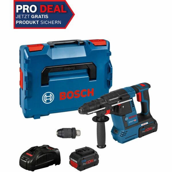 Bosch Professional Akku-Bohrhammer GBH 18V-26 F mit 2 Akkus & GAL in L-Boxx