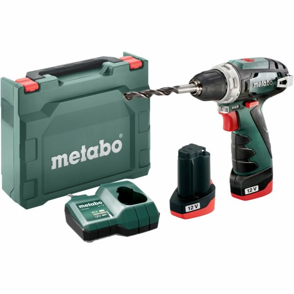 Metabo 12 V Bohrschrauber Metabo PowerMaxx BS Basic inkl. 2 Ah Akkus mit Koffer